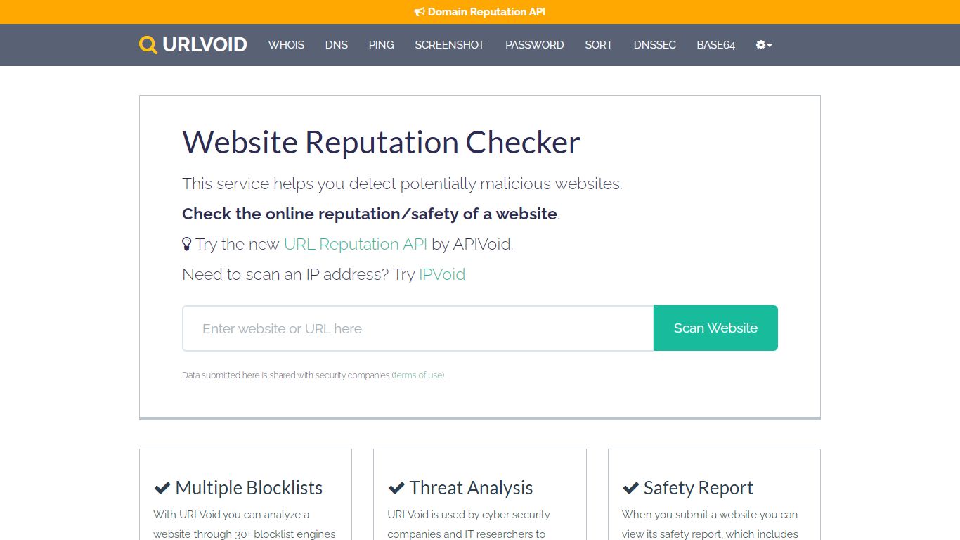 Check if a Website is Malicious/Scam or Safe/Legit | URLVoid